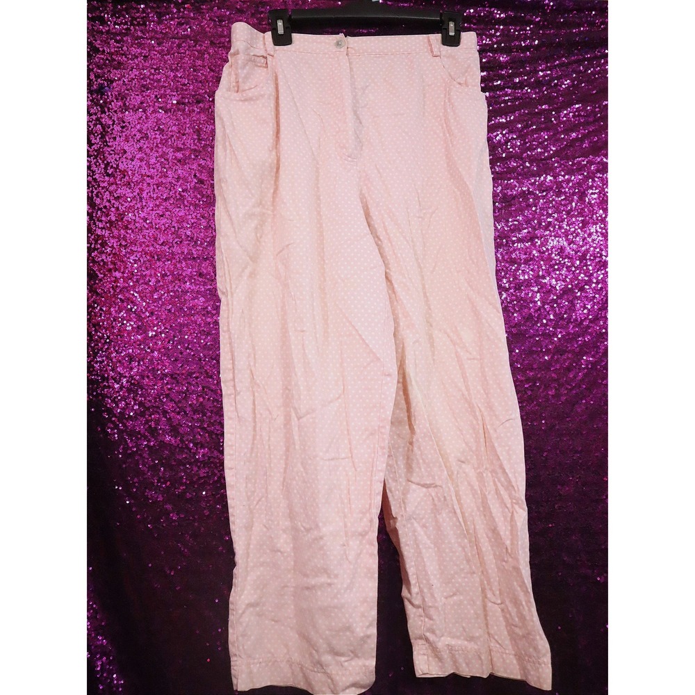 Pink Polka Dot Pants Size 14 Koret City Blues Women Cotton Straight Leg 133S318A